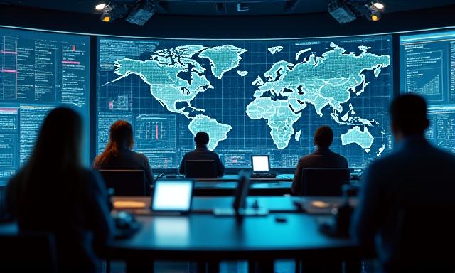 Advanced logistics operations center with real-time supply chain visibility