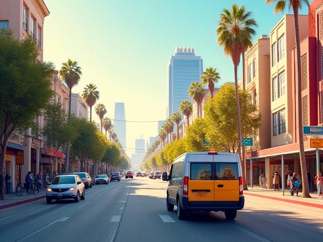 Last-mile delivery courier in urban Los Angeles Westlake area